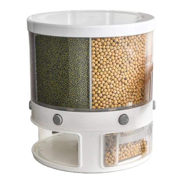 6 Grid Rotating Rice Storage Box Dispenser