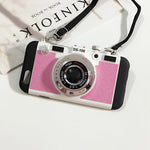 Retro Camera Silicone Iphone Cases With Long Strap Rope