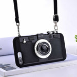 Retro Camera Silicone Iphone Cases With Long Strap Rope