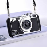 Retro Camera Silicone Iphone Cases With Long Strap Rope