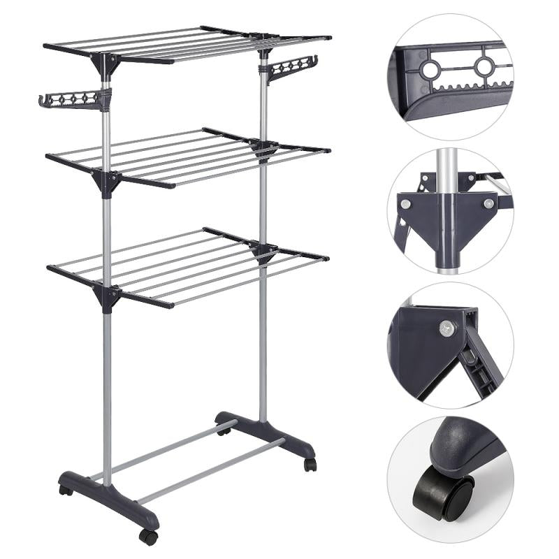 Foldable Multi-Layer Clothes Hanger Rack Stand - Image 2