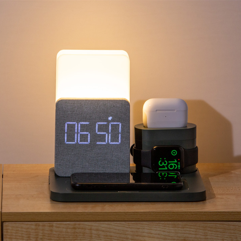 Modern Alarm Clock Wireless Charger Desk Lamp