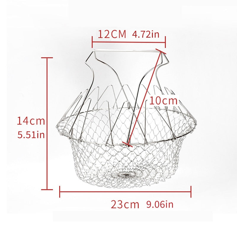Multifunctional Foldable Steam Fry Cooking Mesh Strainer - Image 5