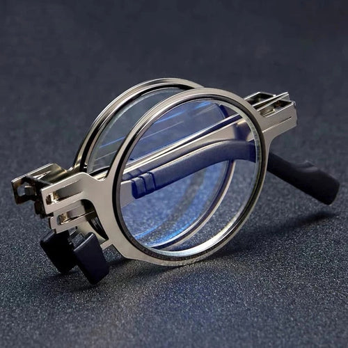 Foldable Blue Light Metal Round Reading Glasses - Image 0