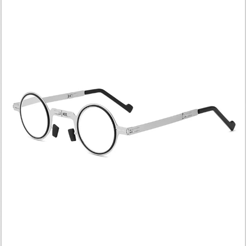 Foldable Blue Light Metal Round Reading Glasses - Image 5
