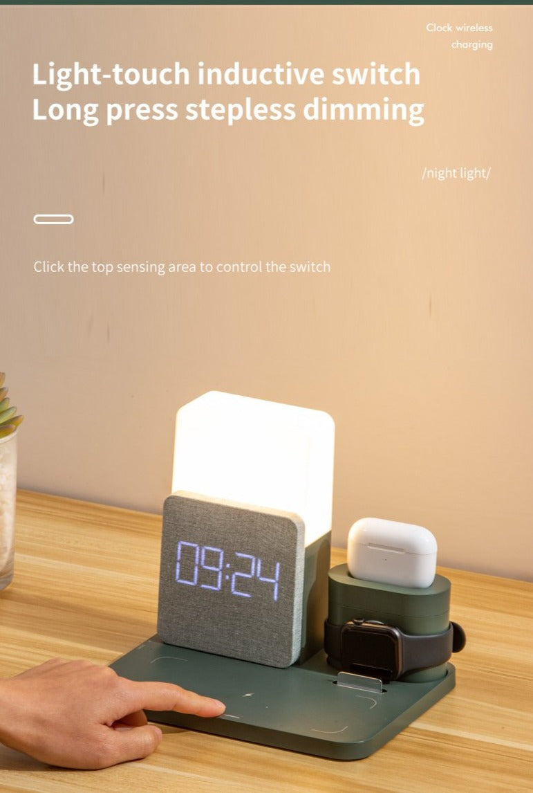 Modern Alarm Clock Wireless Charger Desk Lamp