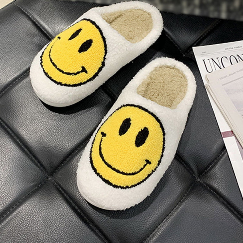 Smiley Face Warm Fluffy Slippers