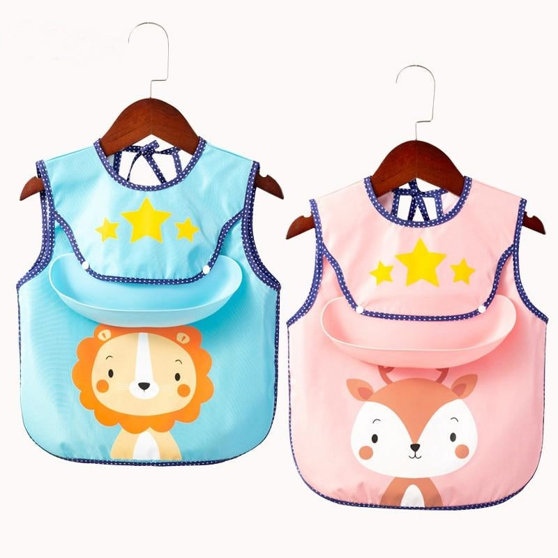 Waterproof Cute Animal Print Baby Apron - Image 0