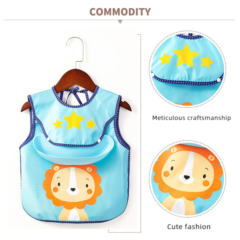 Waterproof Cute Animal Print Baby Apron - Image 5