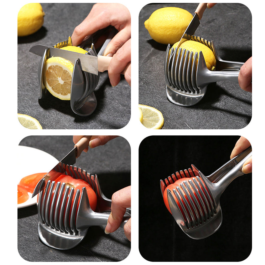 Stainless Steel Vegetable Fruit Cutting Holder Tool - Image 1