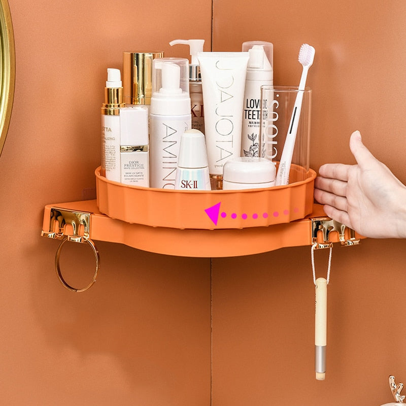 Wall-Mounted Pastel Bathroom Corner Storage Shelf - Image 1