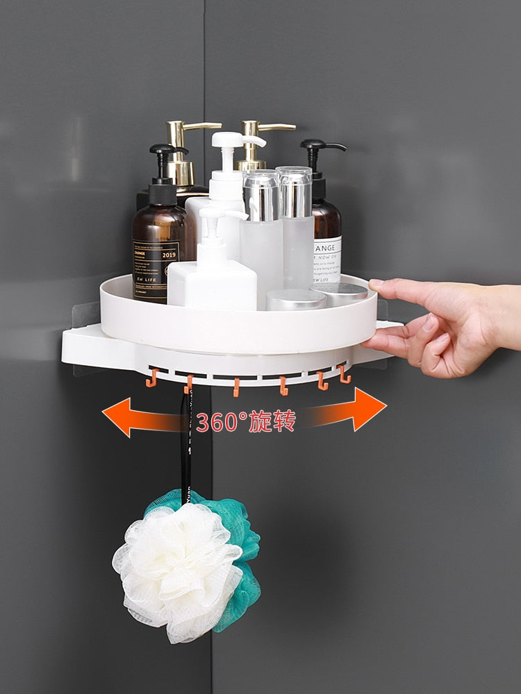 Wall-Mounted Pastel Bathroom Corner Storage Shelf - Image 9