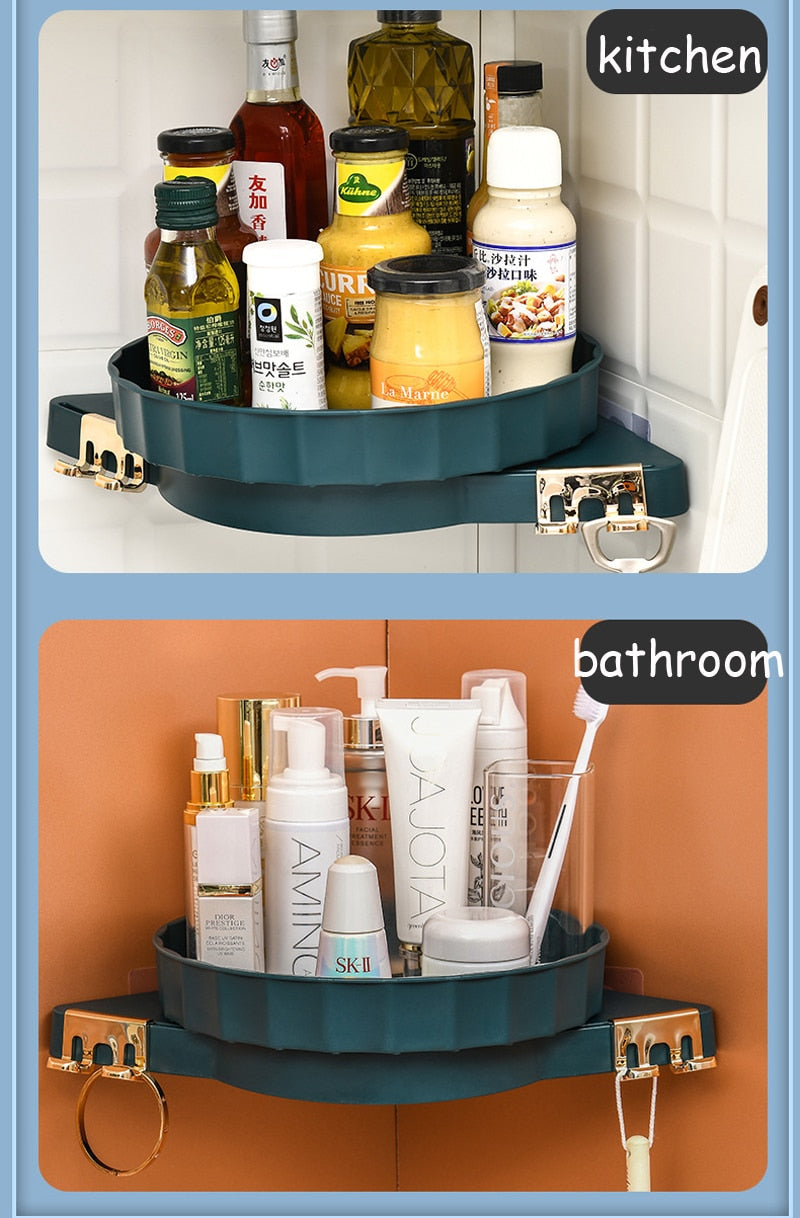 Wall-Mounted Pastel Bathroom Corner Storage Shelf - Image 7