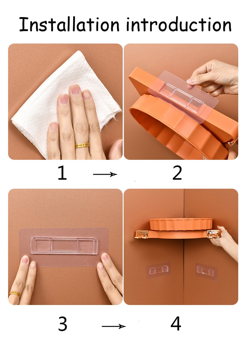 Wall-Mounted Pastel Bathroom Corner Storage Shelf - Image 10