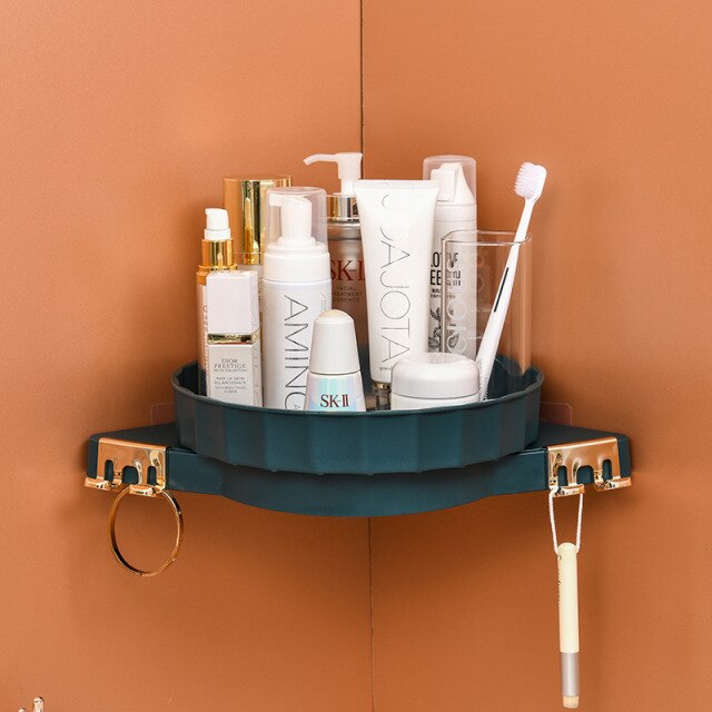 Wall-Mounted Pastel Bathroom Corner Storage Shelf - Image 3