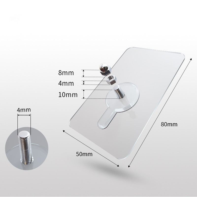 10pcs Heavy Duty Punch-Free Transparent Sticky Hanger - Image 8
