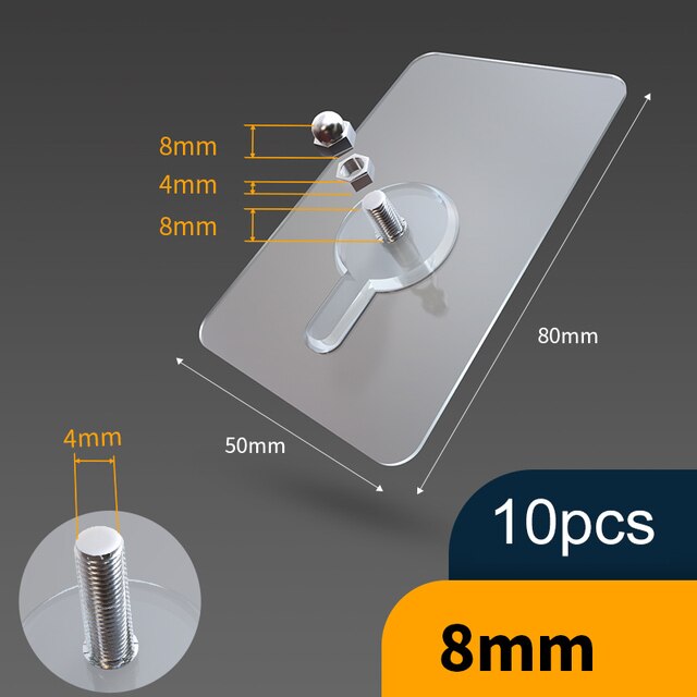 10pcs Heavy Duty Punch-Free Transparent Sticky Hanger - Image 17