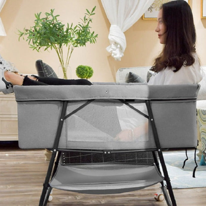 European Built-in Mosquito Net Foldable Baby Crib Infant Bed - Image 1