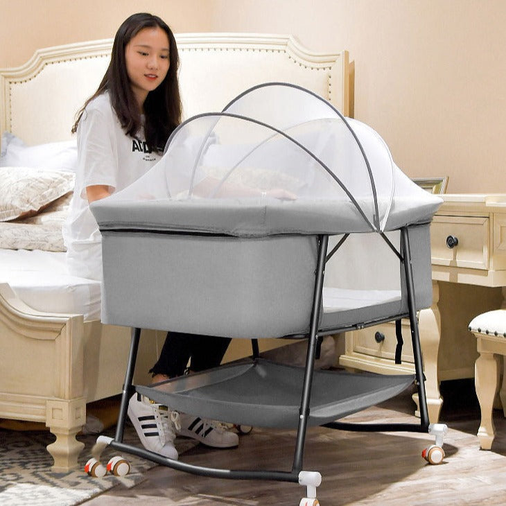 European Built-in Mosquito Net Foldable Baby Crib Infant Bed