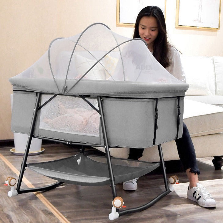 European Built-in Mosquito Net Foldable Baby Crib Infant Bed - Image 0
