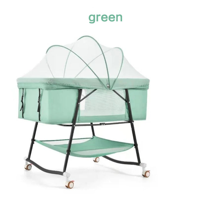 European Built-in Mosquito Net Foldable Baby Crib Infant Bed - Image 9