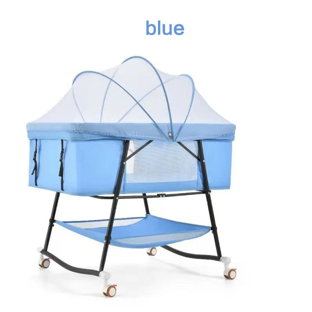 European Built-in Mosquito Net Foldable Baby Crib Infant Bed