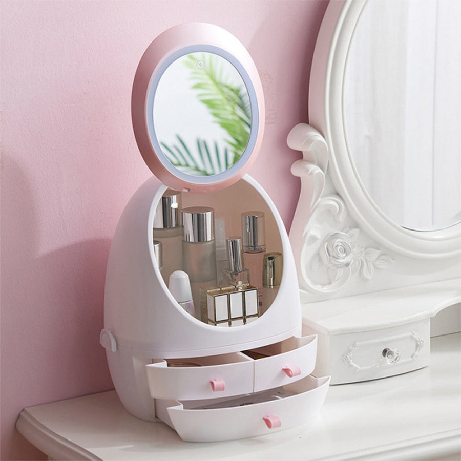 LED Light Mirror Cosmetic Makeup Storage Box - Image 0