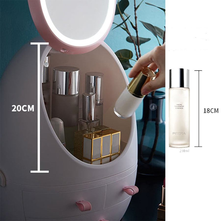 LED Light Mirror Cosmetic Makeup Storage Box - Image 1