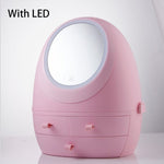 LED Light Mirror Cosmetic Makeup Storage Box