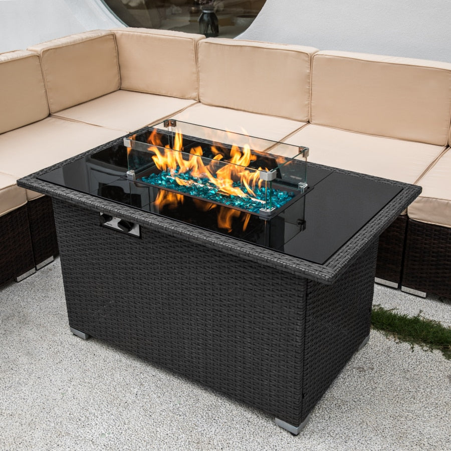 Elegant Blue Stone Fire Pit Table