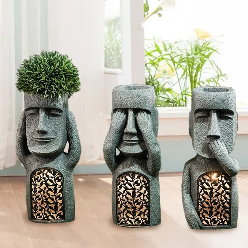 Easter Island Statue Garden Flower Pot