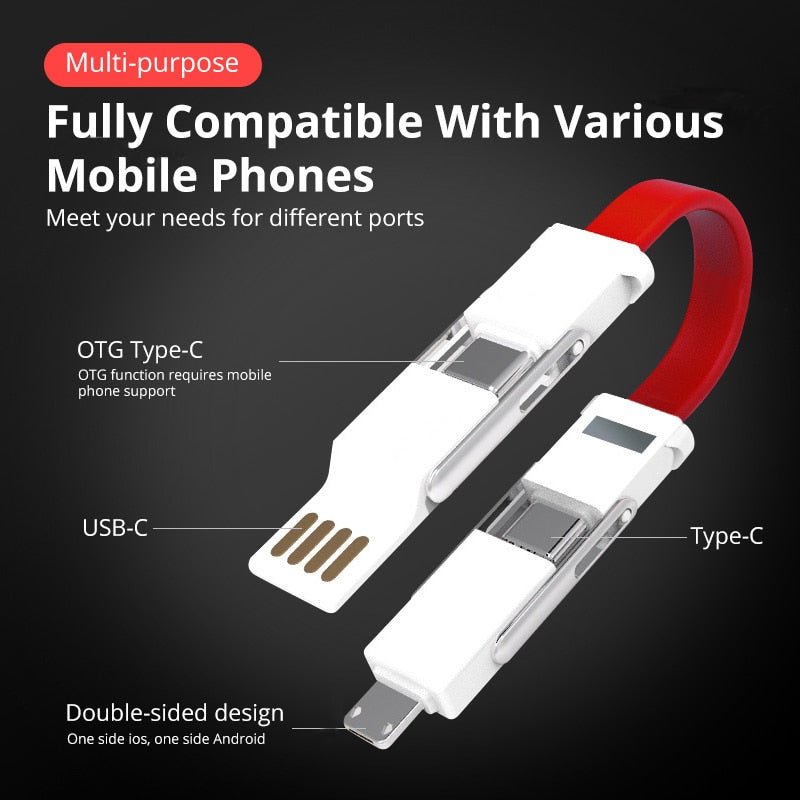 4in1 Magnetic Keychain USB Charging Cable