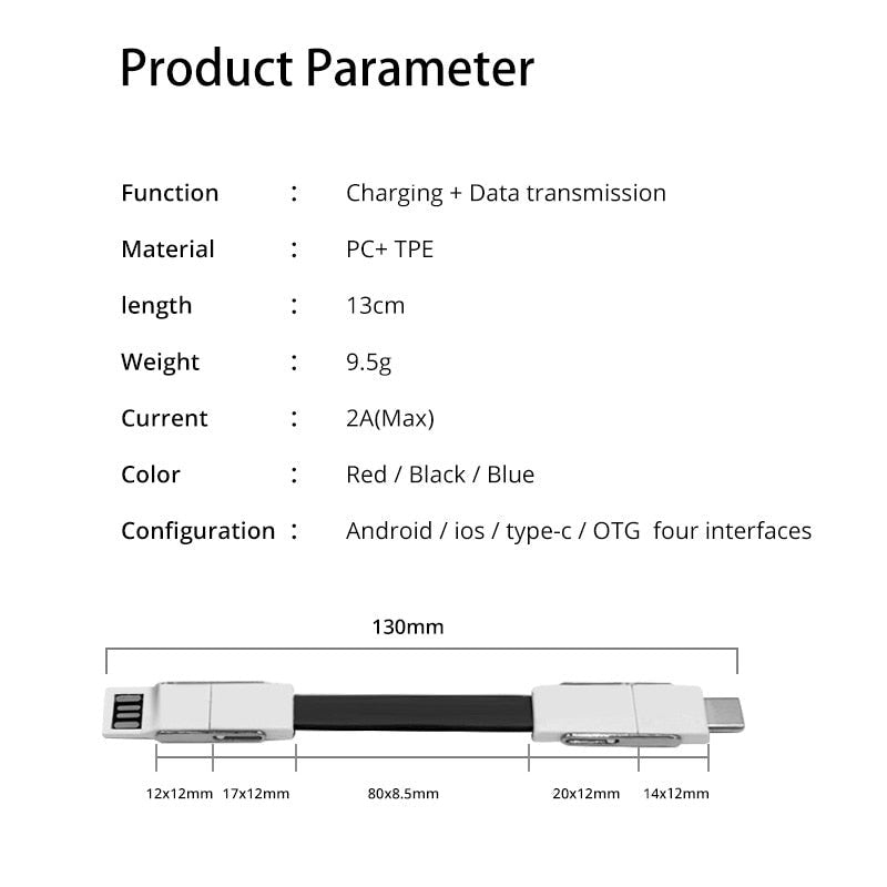 4in1 Magnetic Keychain USB Charging Cable