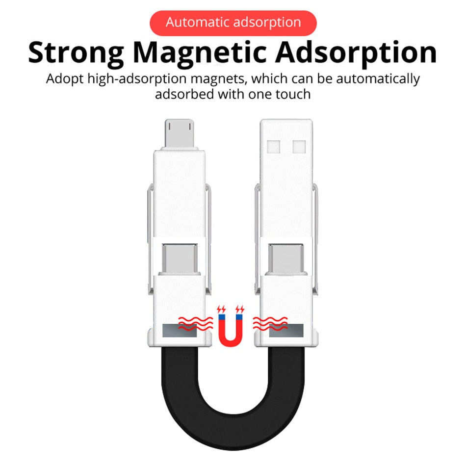 4in1 Magnetic Keychain USB Charging Cable