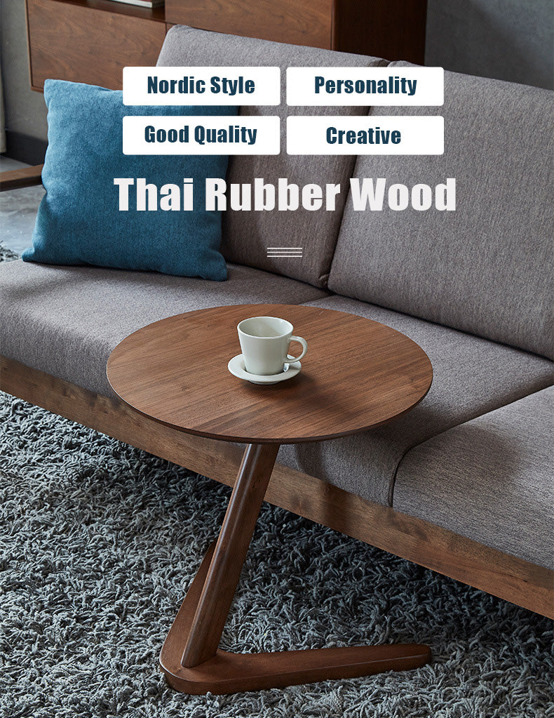 Elegant Wooden Sofa Side Round Desk - Image 1