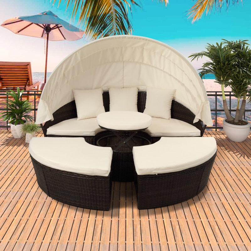 Retractable Sectional Canopy Outdoor Sofa Set - Image 2