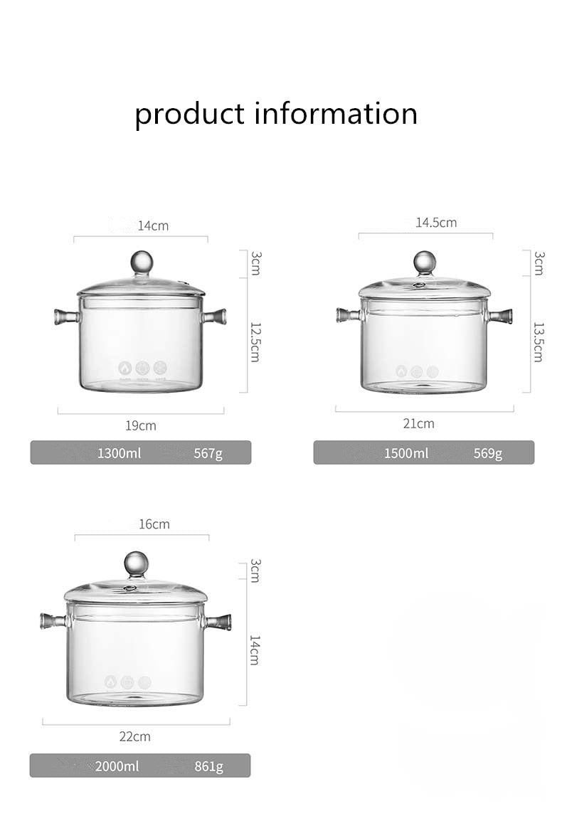 Transparent Glass Heat-Resistant Soup Pot