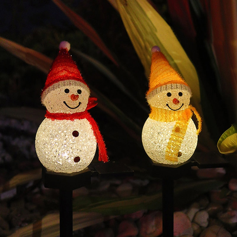 Outdoor LED Solar Snowman Light