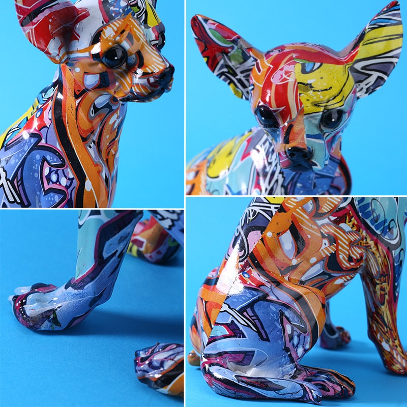 Modern Colorful Chihuahua Resin Dog Statue - Image 3