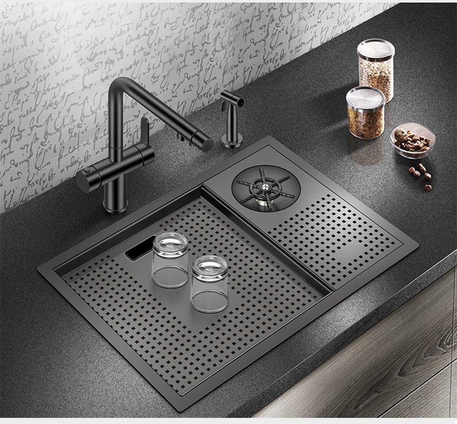 Elegant Black Nano Smart Kitchen Sink