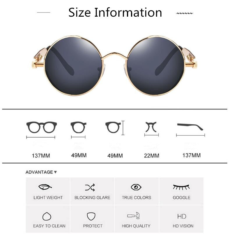 Creative Round Retro Round Metal Sunglasses - Image 1