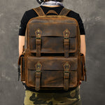 Large Capacity Leather Retro Men's Outdoor Backpack