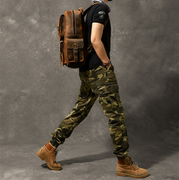 Large Capacity Leather Retro Men's Outdoor Backpack - Image 6