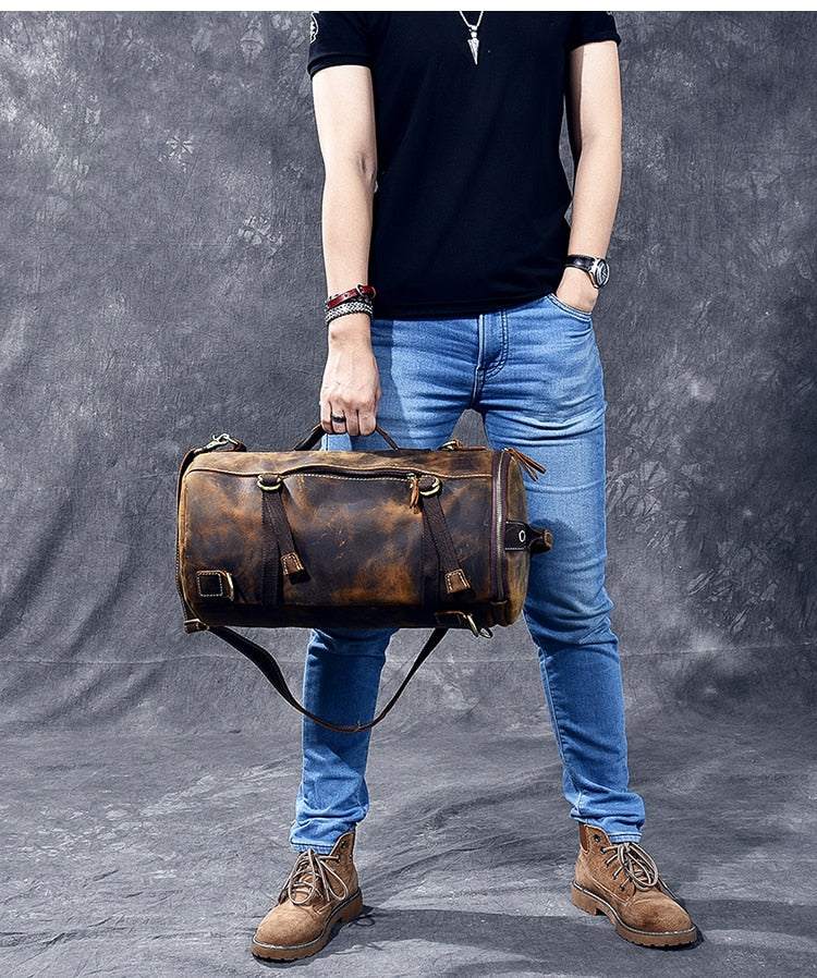 Vintage Leather Shoulder Men's Backpack - Image 1