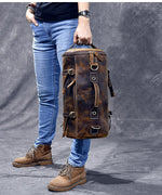 Vintage Leather Shoulder Men's Backpack