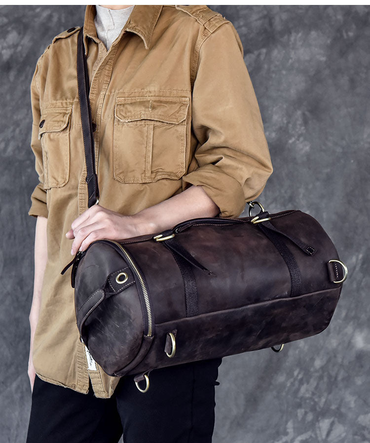 Vintage Leather Shoulder Men's Backpack - Image 14
