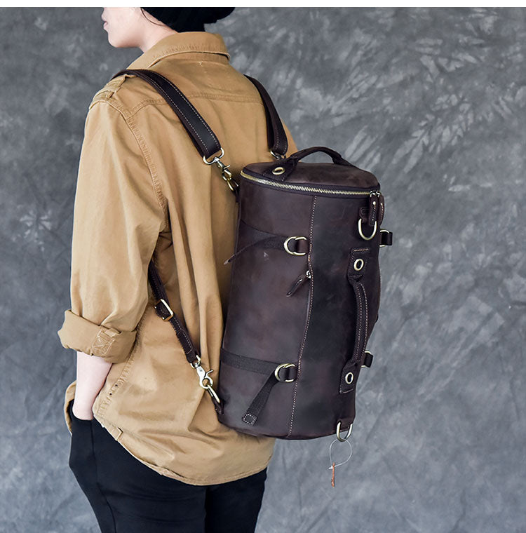 Vintage Leather Shoulder Men's Backpack - Image 7