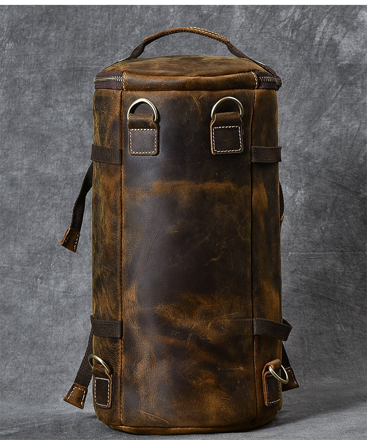 Vintage Leather Shoulder Men's Backpack - Image 15