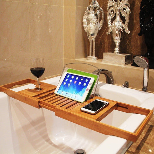 Retractable Bamboo Bathtub Shelf Bridge - Image 0