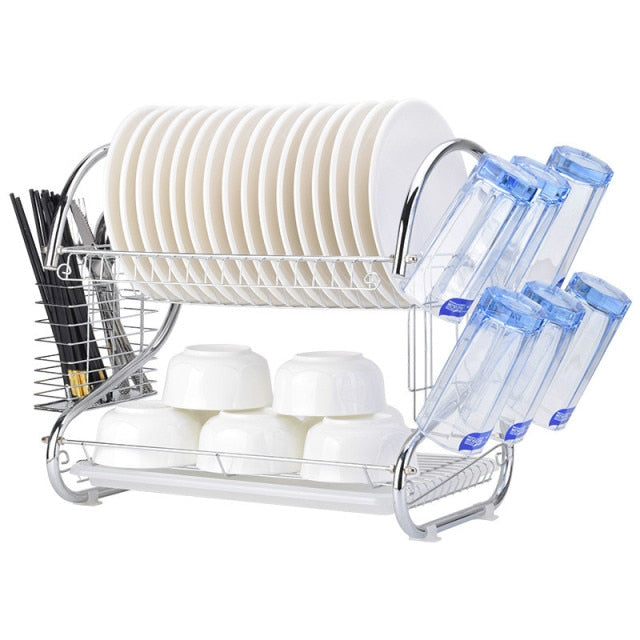 Kitchen Stainless Steel Rack Tableware Organizer